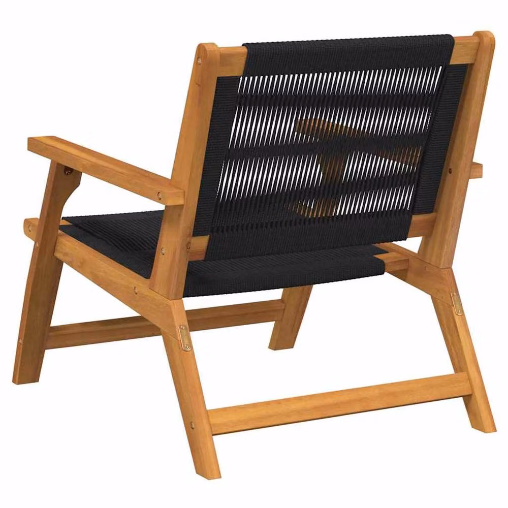 Berkfield Home Modern Garden Chairs, 2 Piece Set, Black and Brown Acacia Solid Wood, W/D/H: 67 x 77 x 73 cm – 4
