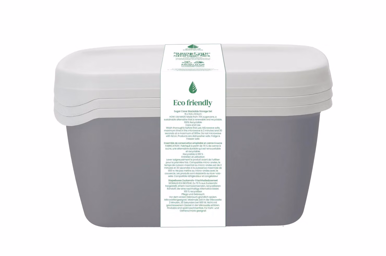 Natural Elements Stackable Food Container Set in Grey – 2
