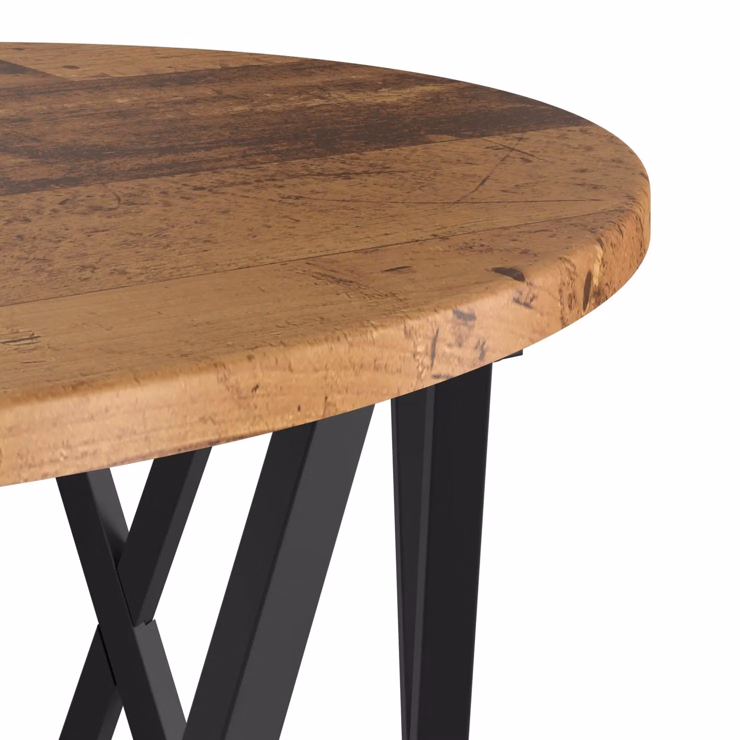 Berkfield Home Set of 3 Round Nesting Side Tables in Brown Rustic Wood and Metal – 7