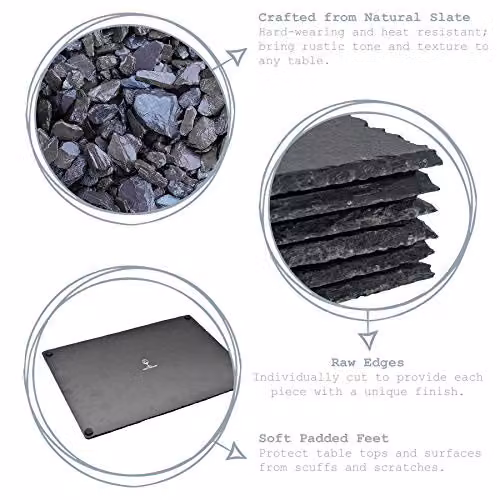 Argon Tableware Square Slate Serving Platters, Pack of 2, Black or Grey, 33 cm – 2