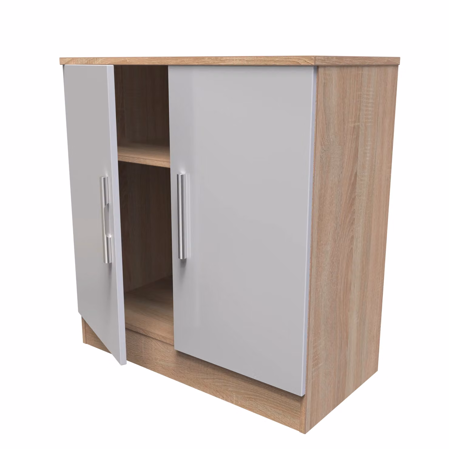 Ready Assembled 2 U Trent Grey 2 Door Freestanding Cabinet with Internal Shelves – 2