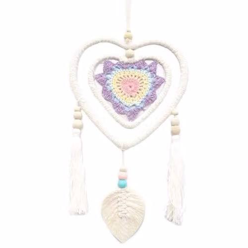 KDMD Medium Multi Heart in Heart Hanging Dream Catcher in White and Multicolour – 1