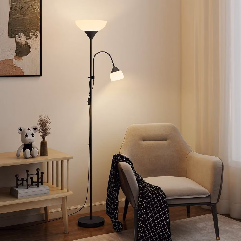 Wyld Haus Rira Nido Black Metal Uplighter Floor Lamp with Adjustable Gooseneck – 3