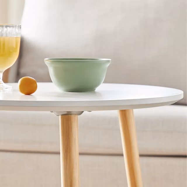 VASAGLE Set of 2 Round Nesting Side Tables in White Scandinavian Style
