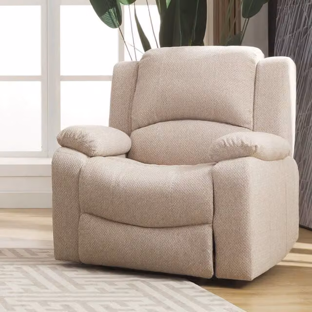 Artemis Home Marldon Manual Reclining Armchair in Beige Fabric with Solid Wood Frame
