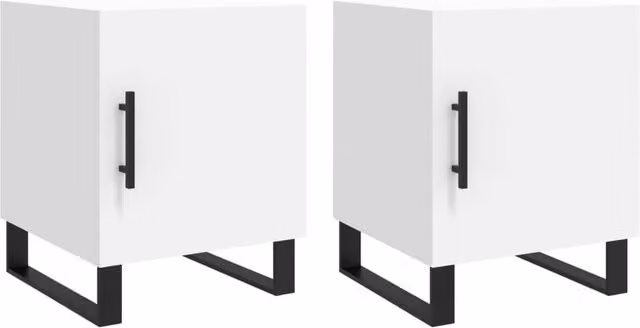 Berkfield Home Set of 2 White Modern Bedside Cabinets, W/D/H: 40 x 40 x 50 cm – 1