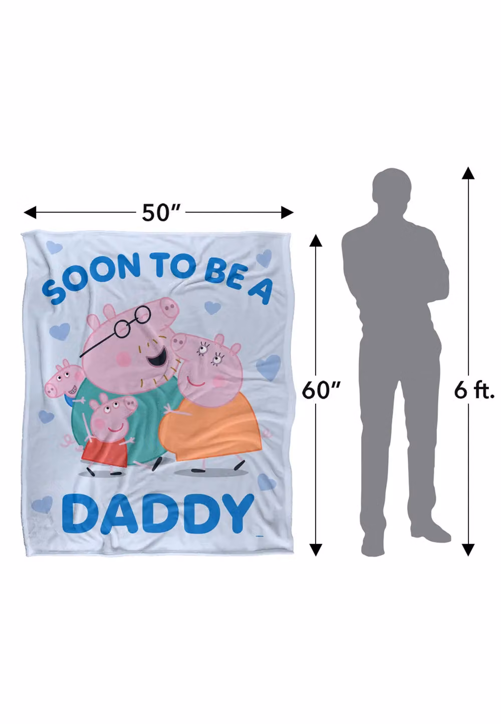 Hasbro Peppa Pig Daddy Pig Super Soft Fleece Blanket, White, W/D/H: 152.4 x 127 x 1 cm – 2