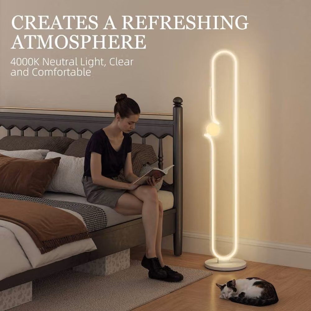 Wyld Haus Vanotafa Dimmable LED Floor Lamp in White Metal and Glass, Height: 145 cm – 4