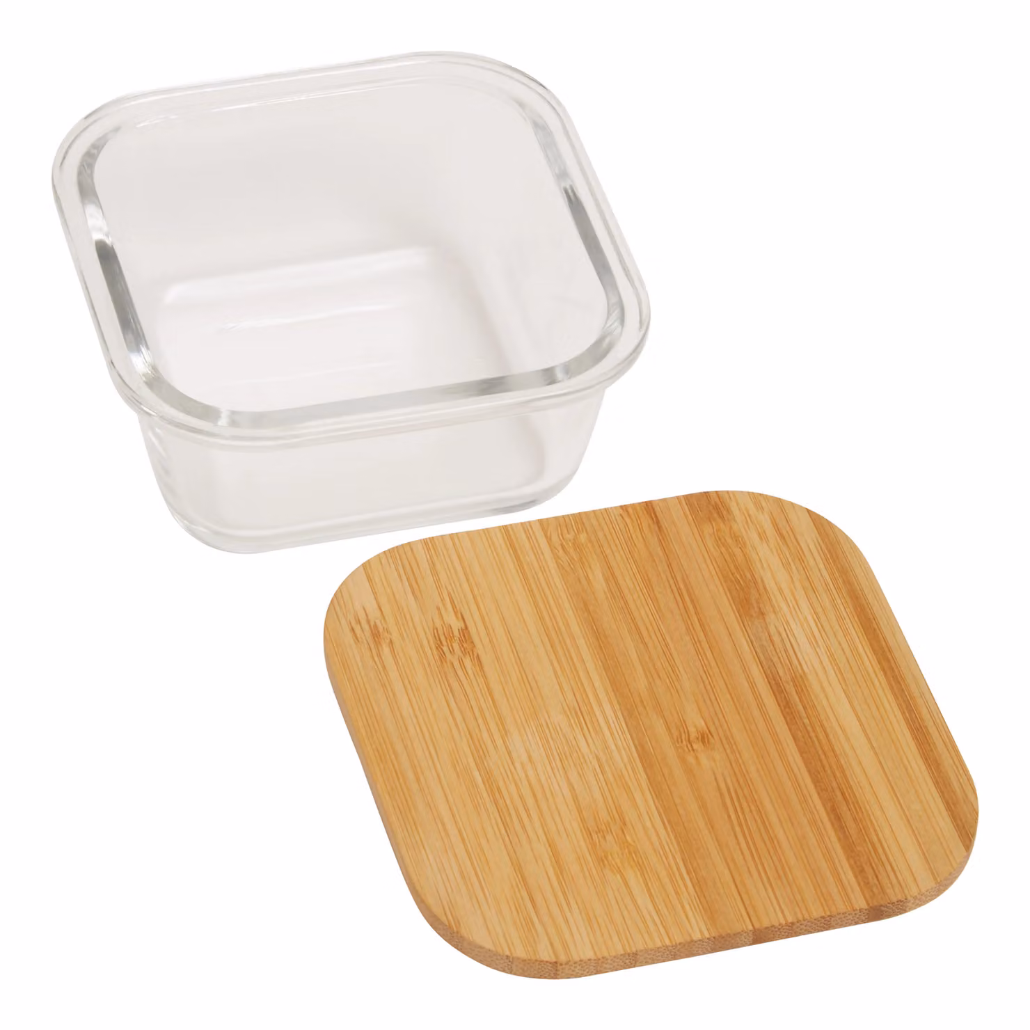 Orsina Airtight Square Glass Container with Bamboo and Silicone Lid, 320ml, Transparent – 2