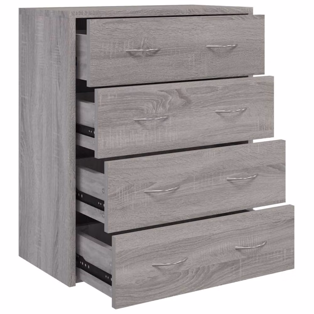 Berkfield Home Sideboard with 4 Drawers in Grey Sonoma, W/D/H: 60 x 30.5 x 71 cm