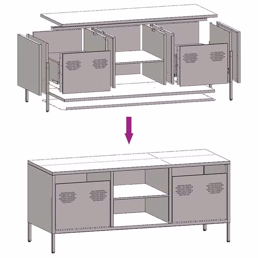 Berkfield Home Pink Modern TV Cabinet in Matt Cold-rolled Steel, W/D/H: 101.5 x 39 x 43.5 cm – 4