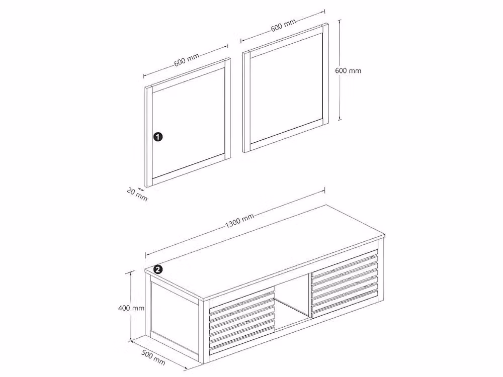 Vente-unique Acacia Wood Wall-Mounted Bathroom Vanity Unit and Mirror Cabinet in Walnut, W/D/H: 130 x 50 x 40 cm – 2