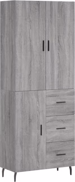 Berkfield Home Grey Sonoma Highboard, W: 69.5 cm, D: 34 cm, H: 180 cm – 1