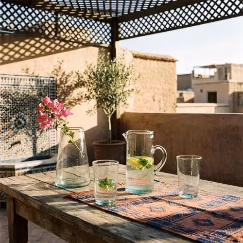 Nicola Spring Jebel Recycled Glass Jug, 1 l, Transparent – 3
