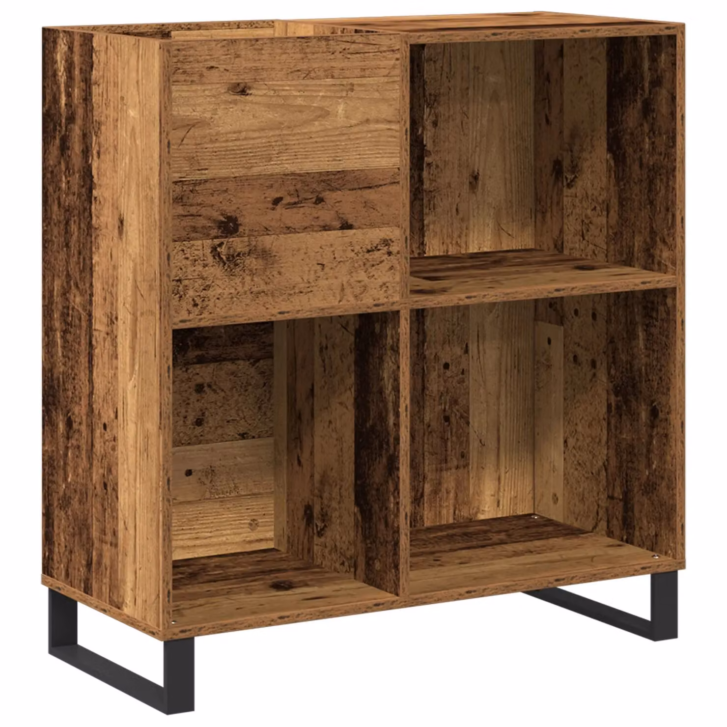 Berkfield Home Artisan Oak Record Cabinet in Brown, W/D/H: 84.5 x 38 x 89 cm – 2