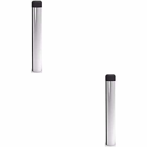 Loops 2 Pack Rubber Tipped Wall Mounted Cylinder Doorstop in Polished Chrome, H 71 mm x W 16 mm