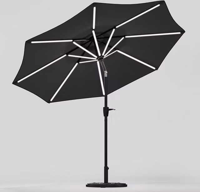 Lifeideas Solar LED Tubes Parasol with Flower Base in Dark Grey