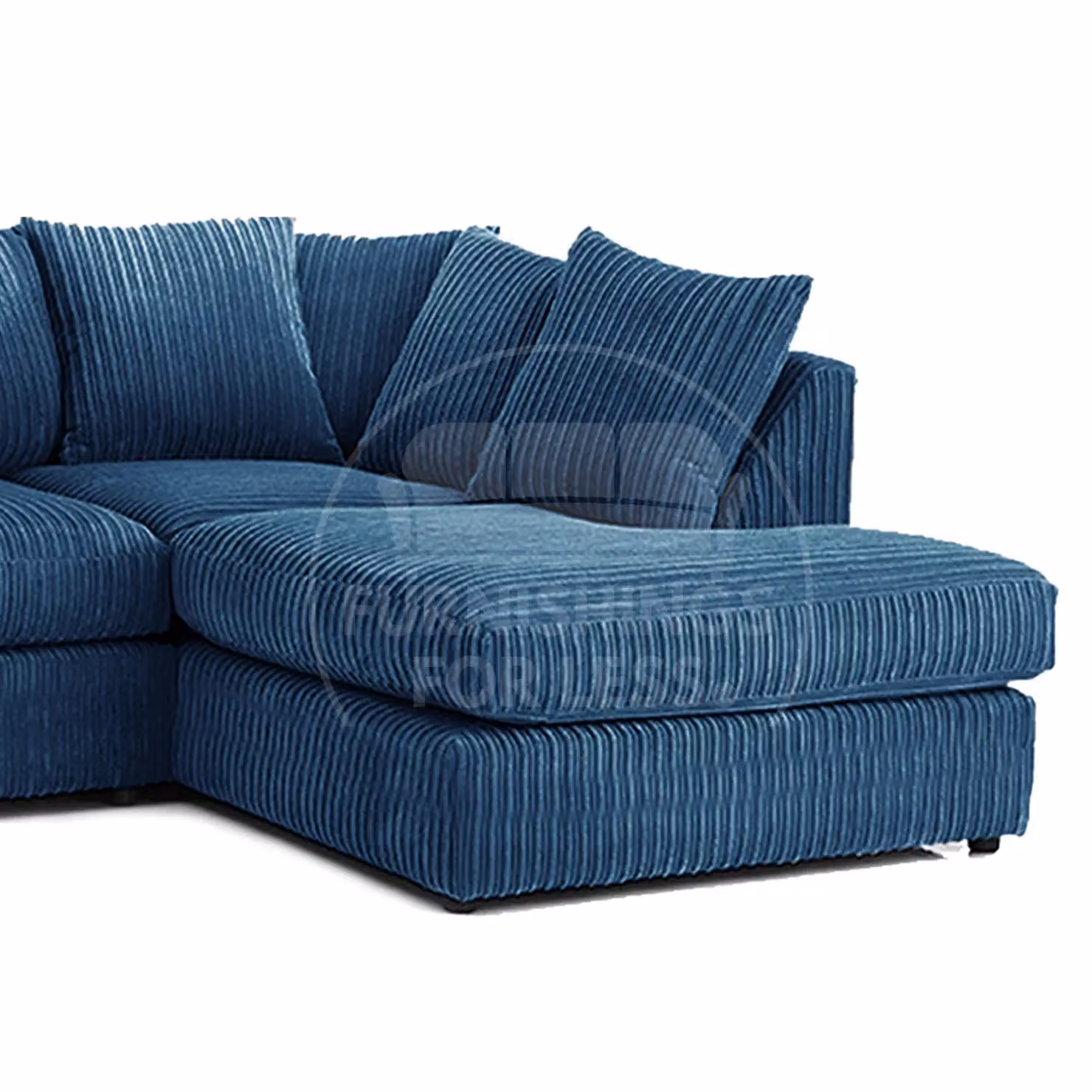 Furnishings For Less UK Luxor Jumbo Cord 5 Seater L-Shape Corner Sofa, Right Hand Facing, Blue – 3