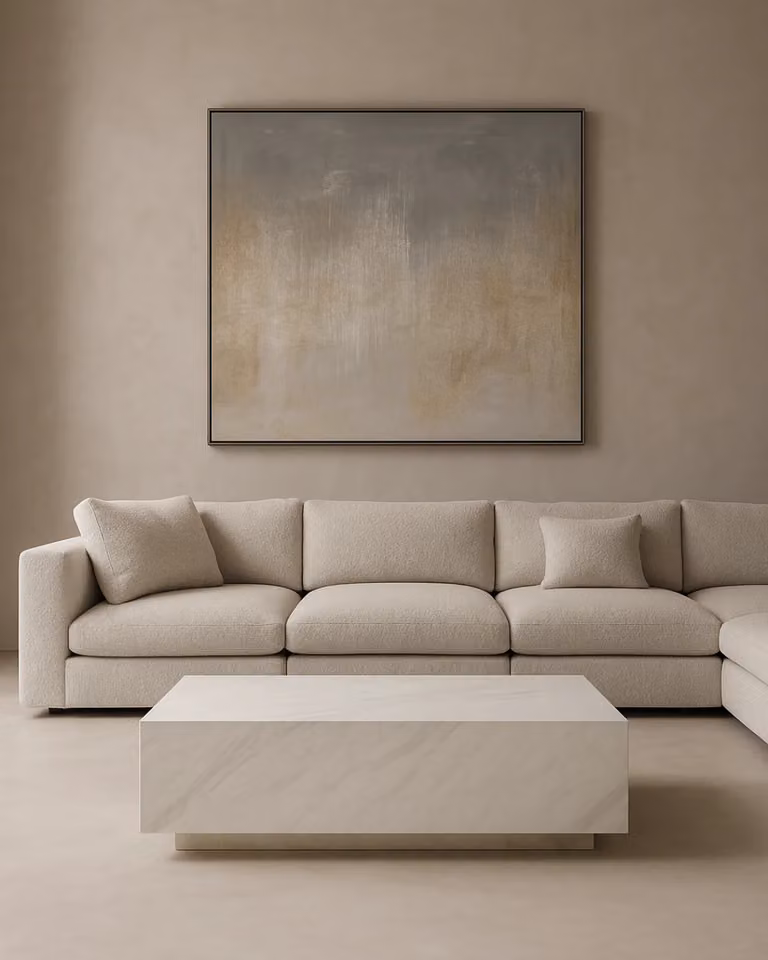 Covet Artwork Modern Geometric Abstract Painting Reproduction by Tommy Franks in Grey, Rectangular
