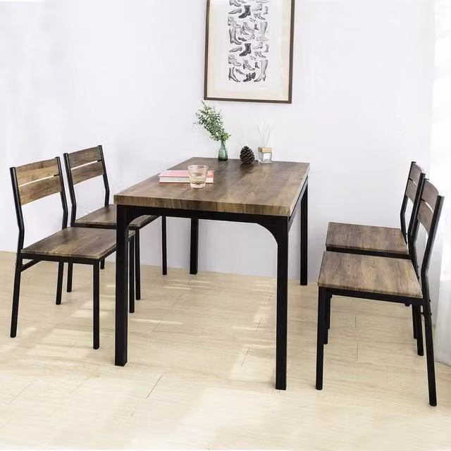 SoBuy Industrial Dining Chair in Brown and Black with Wood and Metal Frame – 1