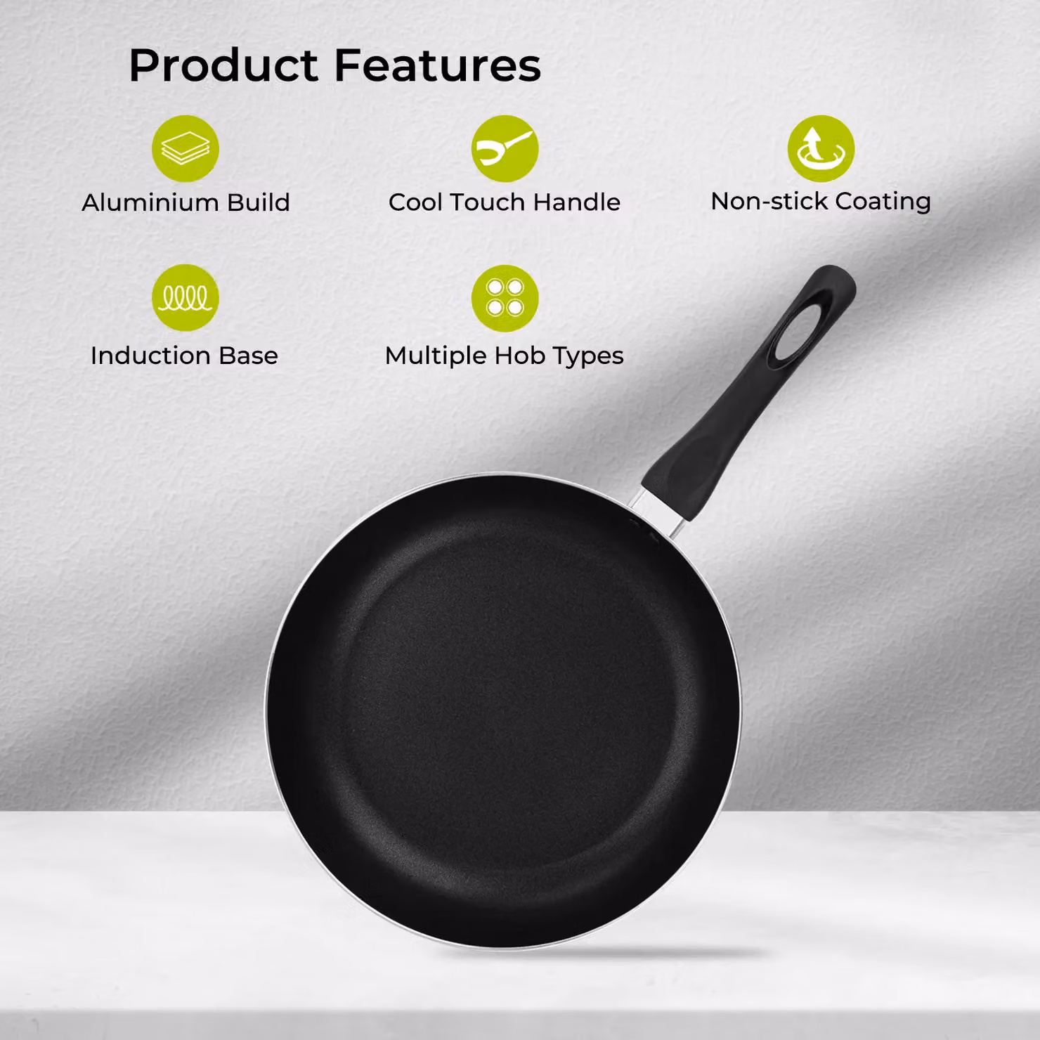 Royalford Non-Stick Aluminium Frying Pan, Black, Small – 2