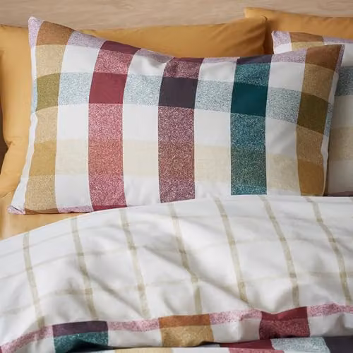 Catherine Lansfield Autumn Check Reversible King Duvet Cover and Pillowcase Set in Purple and Multicolour, Duvet Cover: 180 x 200 cm, Pillowcases: 50 x 75 cm – 2