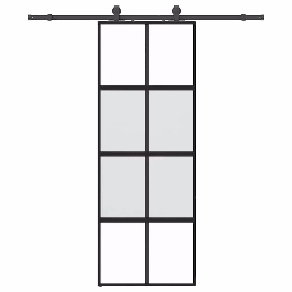 Berkfield Home Modern Black Sliding Glass Door with Hardware Set, W: 76 cm, H: 205 cm – 2
