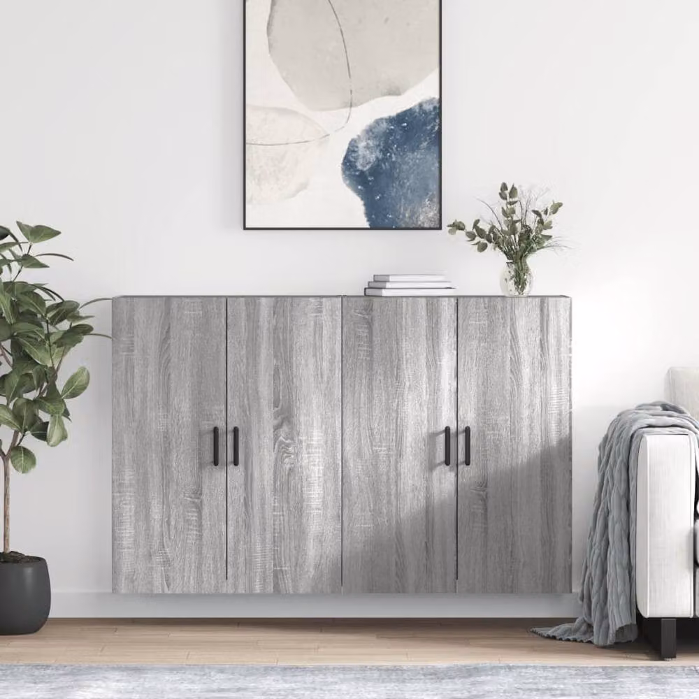 Berkfield Home Wall Mounted Cabinets, 2 Piece, Grey Sonoma, W: 69.5 cm, D: 34 cm, H: 90 cm – 2