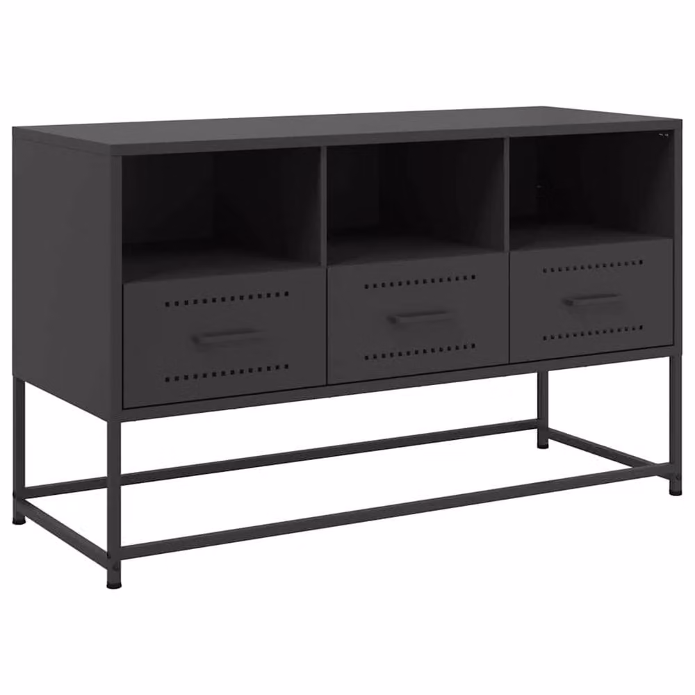 Berkfield Home Industrial Black Steel TV Cabinet W: 100.5 cm, D: 39 cm, H: 60.5 cm – 3