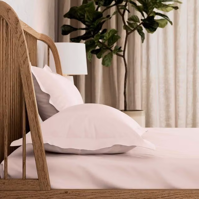 Bedeck 500 Thread Count Cotton Single Fitted Sheet, Pink, W/D/H: 90 x 200 cm