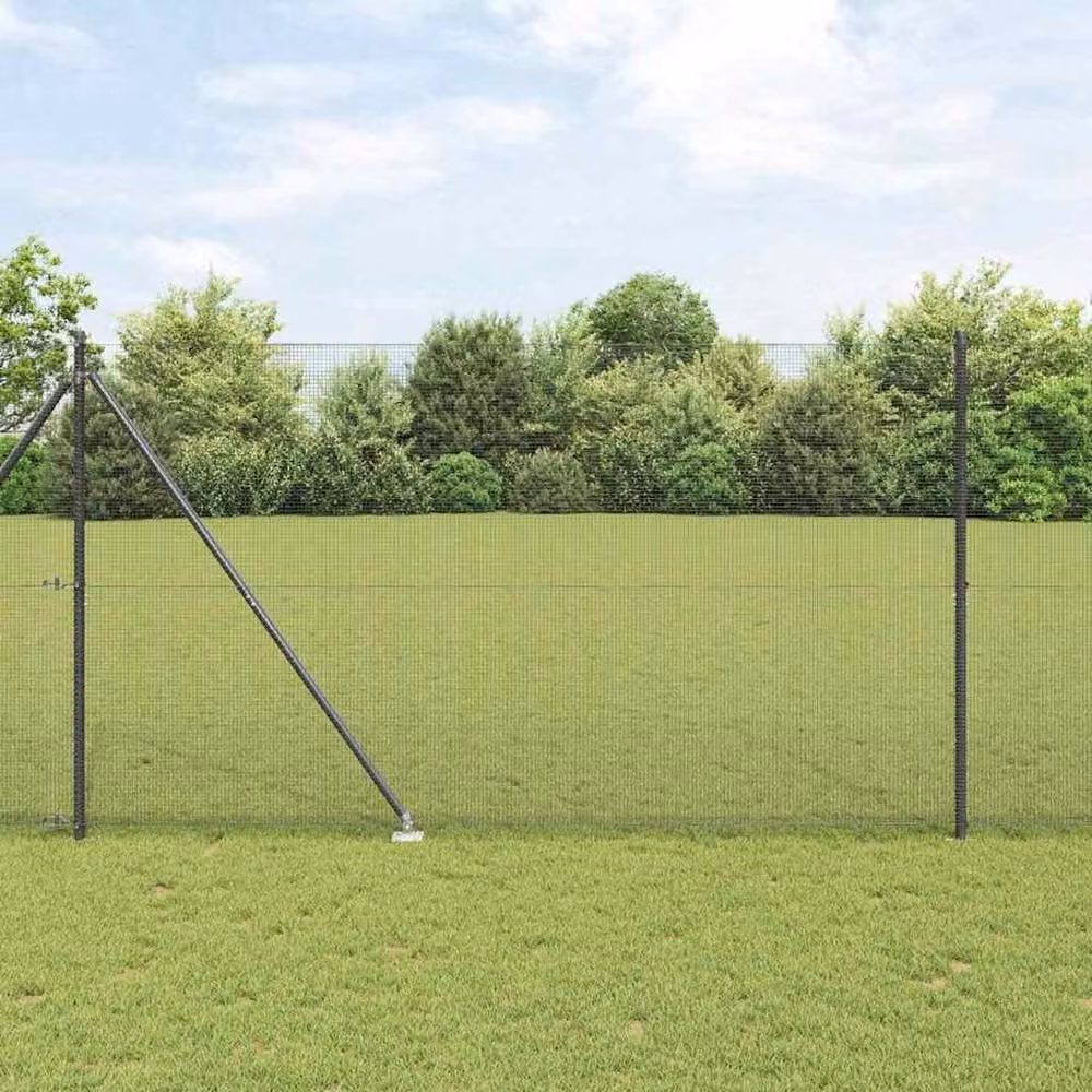 Berkfield Home Modern Welded Wire Fence with 13 Spike Posts, Grey Steel, 1.6 x 25 m – 2