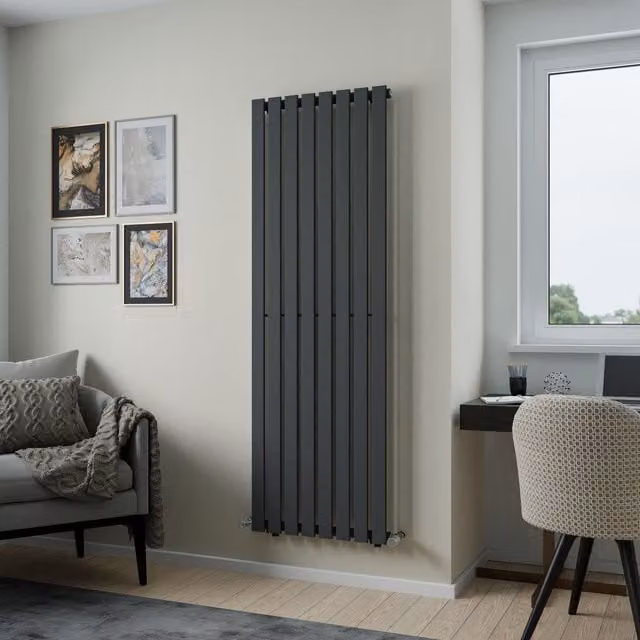 Agadon Lola Designer Panel Radiator in Anthracite Grey, W: 60.0 cm, H: 180.0 cm