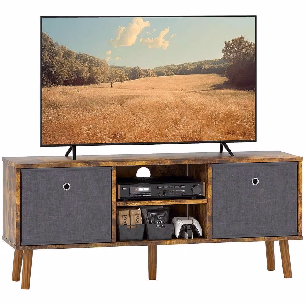 Wyld Haus Dilo Wooden TV Storage Cabinet in Rustic Brown, W/D/H: 110 x 46.5 x 29 cm – 2