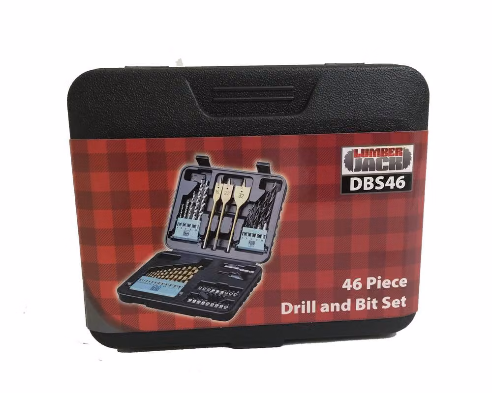 Lumberjack 46 Piece HSS Drill and Screwdriver Bit Set in Black and Multicolour – 12