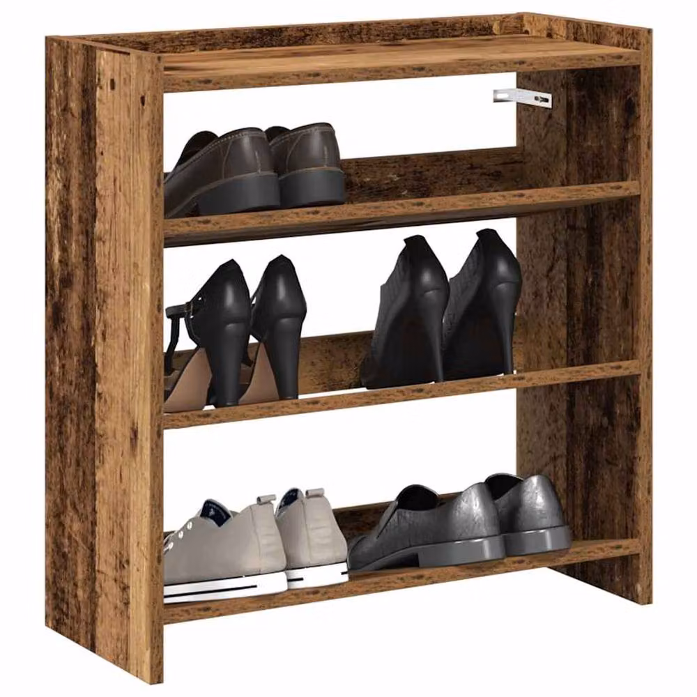 Berkfield Home Rustic Brown Engineered Wood Shoe Rack, W/D/H: 60 x 25 x 62 cm – 2