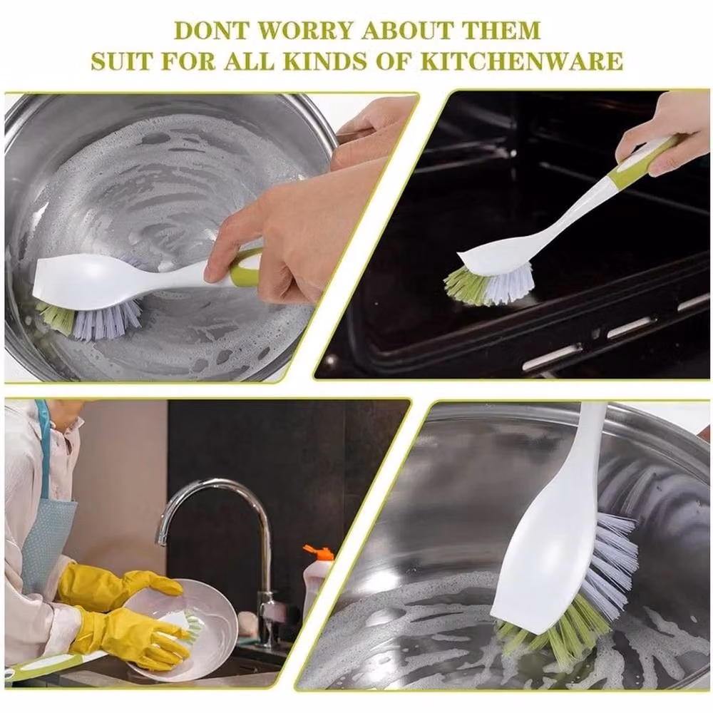 VOGREX 3 Pack Green Kitchen Cleaning Brushes with Scraper – 3