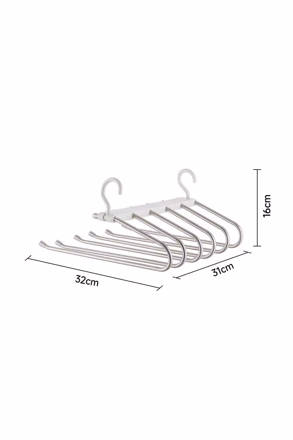 H&O Direct Non-Slip 6 Tier Stainless Steel Pant Hangers Set in White – 2
