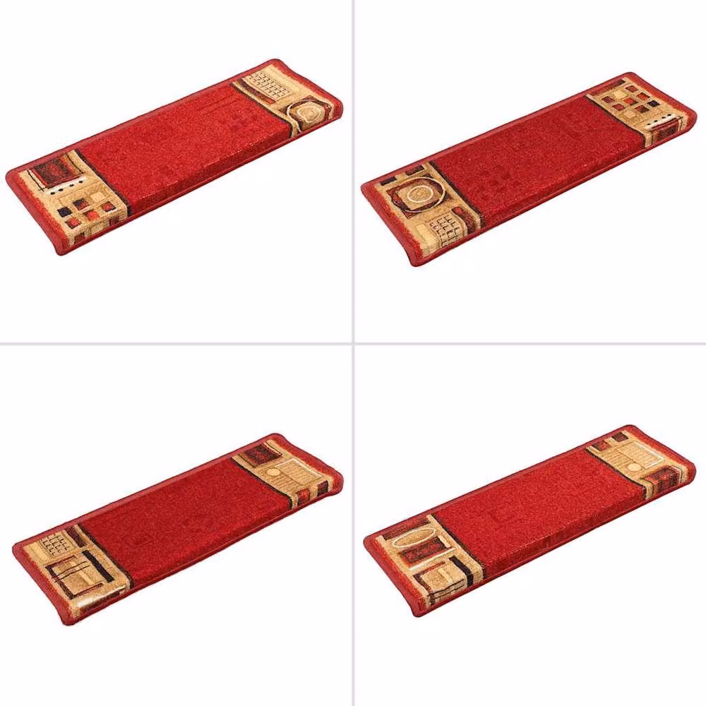 Berkfield Home Self-adhesive Stair Mats, Red, 15 Pieces, W/D/H: 65 x 21 x 4 cm – 4