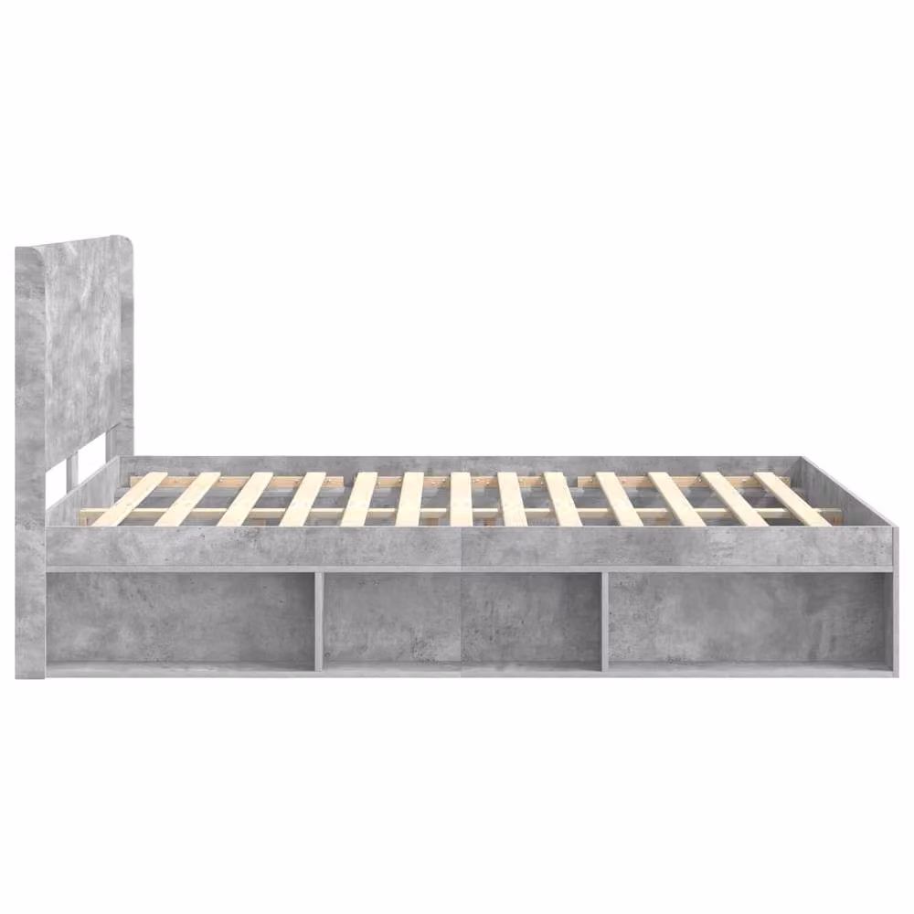 Berkfield Home Modern Upholstered Bed Frame with Headboard and Side Storage Compartments, Grey, W/D/H: 140 x 200 cm – 2