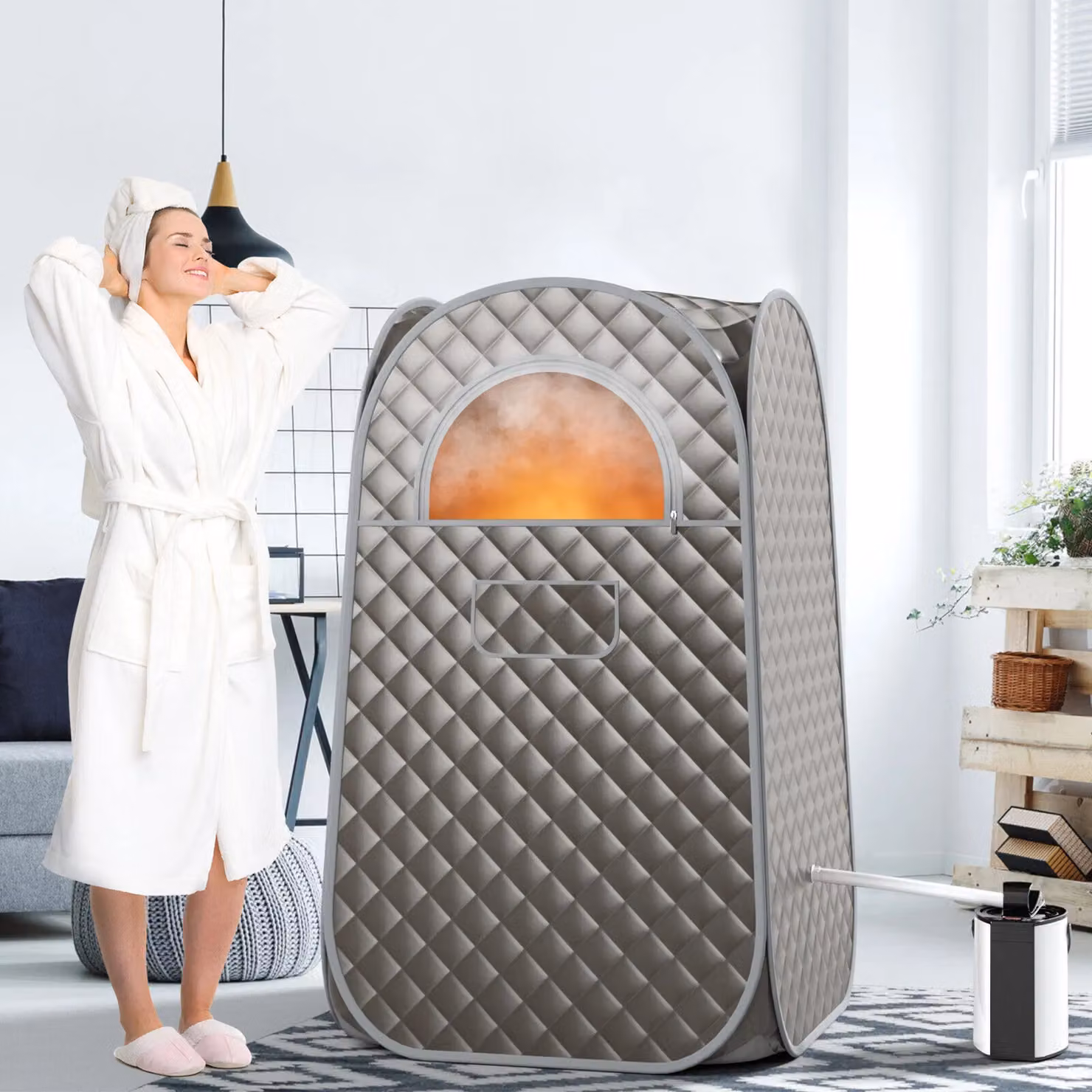 Costway Portable Full Body Steam Sauna Tent with 3L Steam Generator in Grey – 2