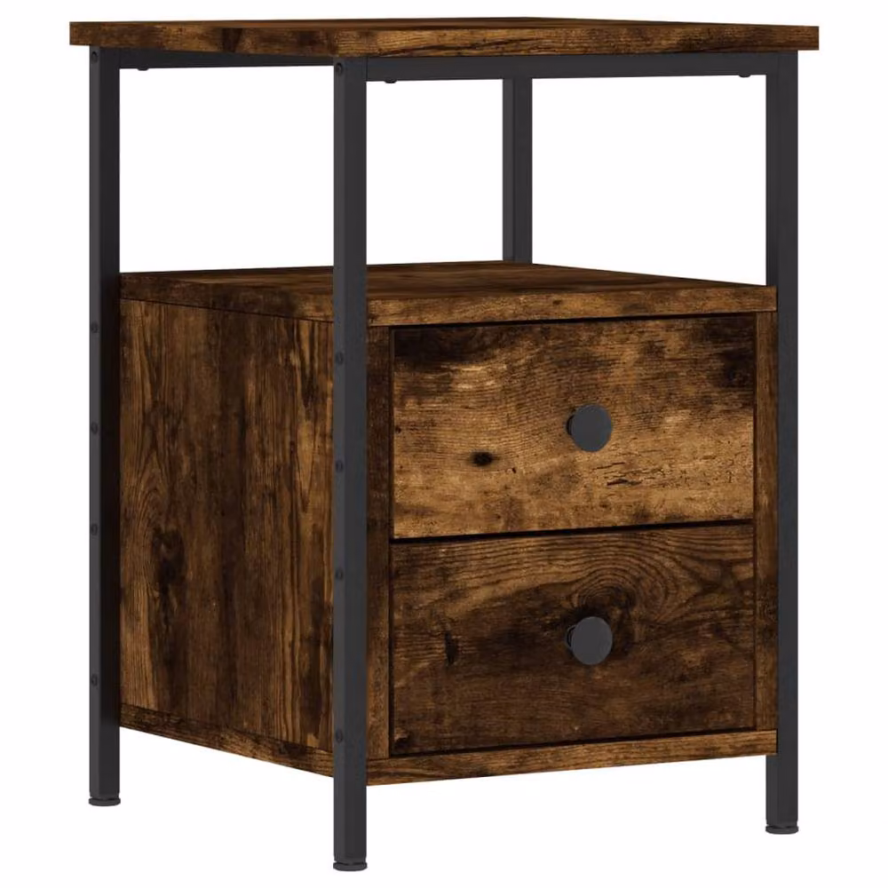 Berkfield Home Durable Bedside Cabinet in Smoked Oak Brown, W/D/H: 34 x 35.5 x 50 cm – 3