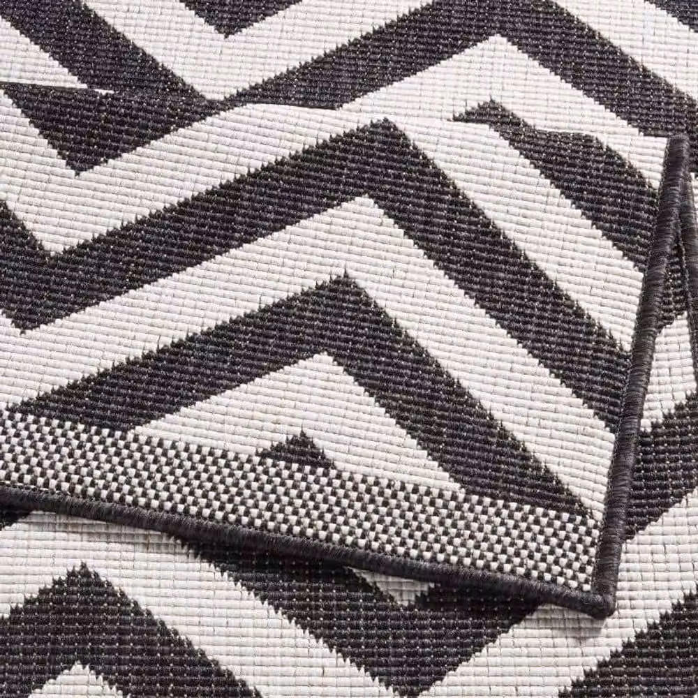 THE RUGS Palma Reversible Indoor Outdoor Herringbone Rug in Black, W/D/H: 80 x 350 cm – 2