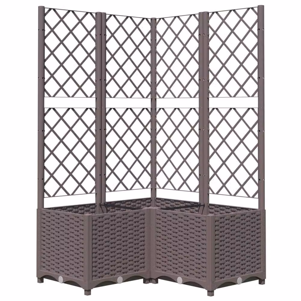 Berkfield Home Garden Planter with Trellis in Brown, W/D/H: 80 x 80 x 136 cm – 3