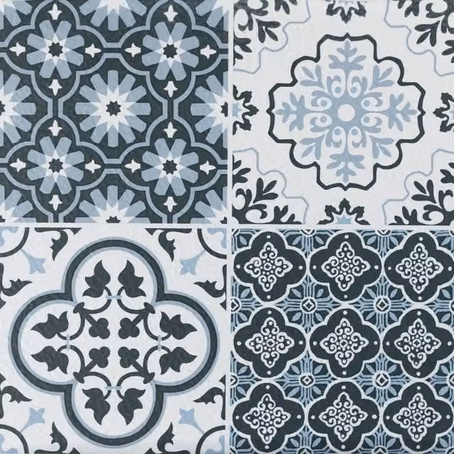 Fine Decor Self-Adhesive Blue Vinyl Floor Tiles, 0.93sqm (Pack of 10)