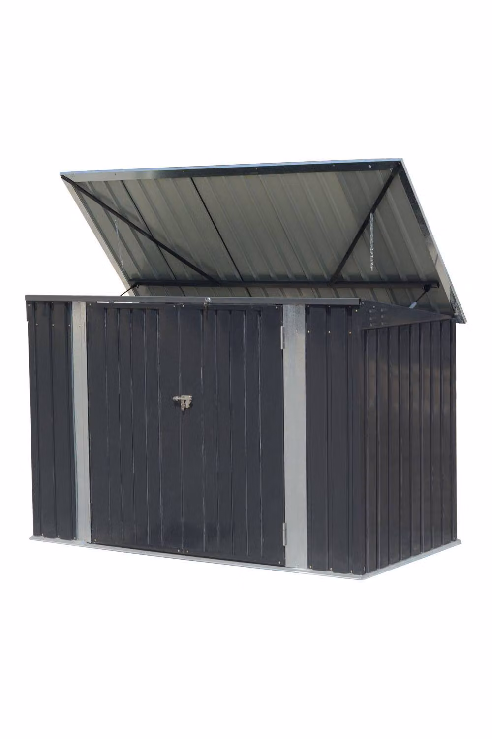 Garden Sanctuary Black Galvanised Steel Pent Bin Store Outdoor Storage Shed – 2