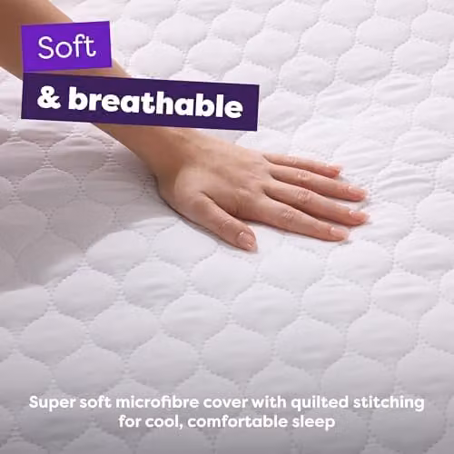 Slumberdown Anti Allergy Mattress Protector, White, W/D/H: 90 x 190 x 30 cm – 3