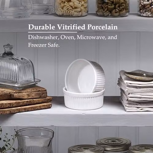 WM Bartleet & Sons Set of 2 White Porcelain Ramekins with Lids, Diameter: 11.5 cm – 4