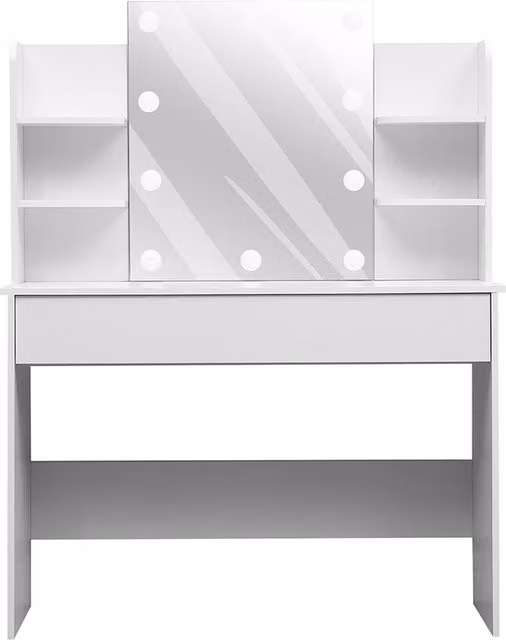 THE HOT SALE Hollywood LED Vanity Desk with Lighted Mirror in White