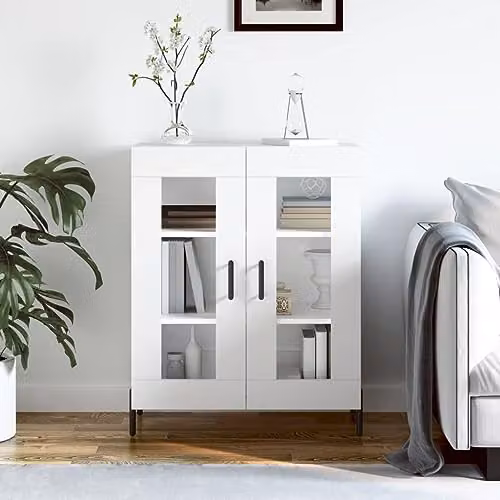 vidaXL Modern White Sideboard in Engineered Wood, W/D/H: 69.5 x 34 x 90 cm – 2