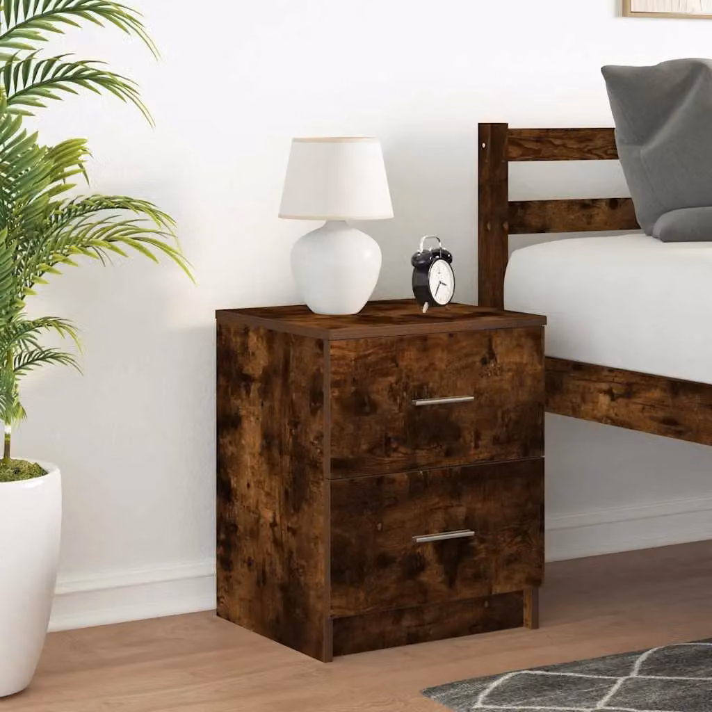 Berkfield Home Bedside Cabinet with 2 Drawers in Smoked Oak Brown, W/D/H: 40 x 36 x 50 cm – 3